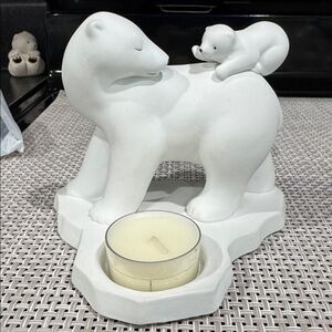 PartyLite White Polar Bear Tea light Candle Holder EUC VTG